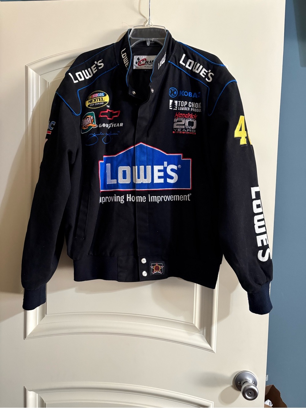 Chase Authentics Lowe's Black Racing Jacket with Blue & Yellow Accents